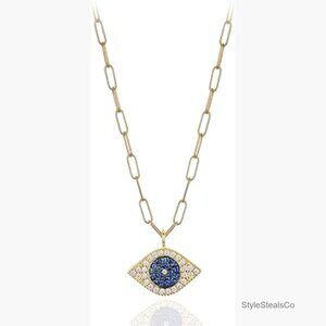 Evil Eye Pendant Necklace with Gold-Filled Chain, Cubic Zirconia Stones